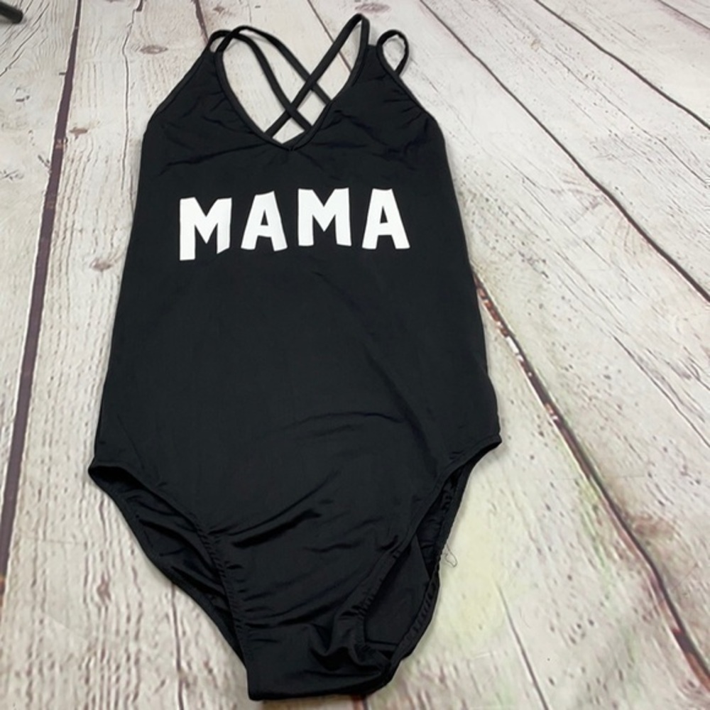 NWT Pat Pat black “mama” one piece swimsuit small
